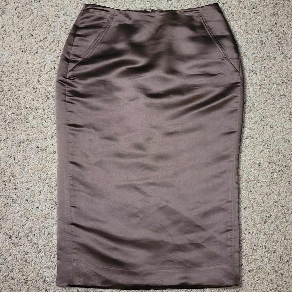 J. Crew Pencil Skirt Silk Brown Lined Size 00 XXS